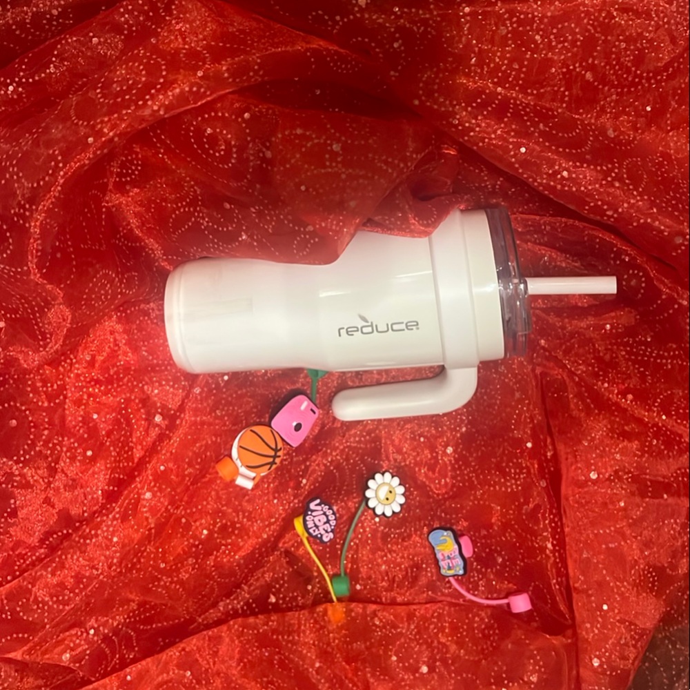 NWT:Reduce White Insulated Tumbler with Straw Choose 1 Straw Cover See Options